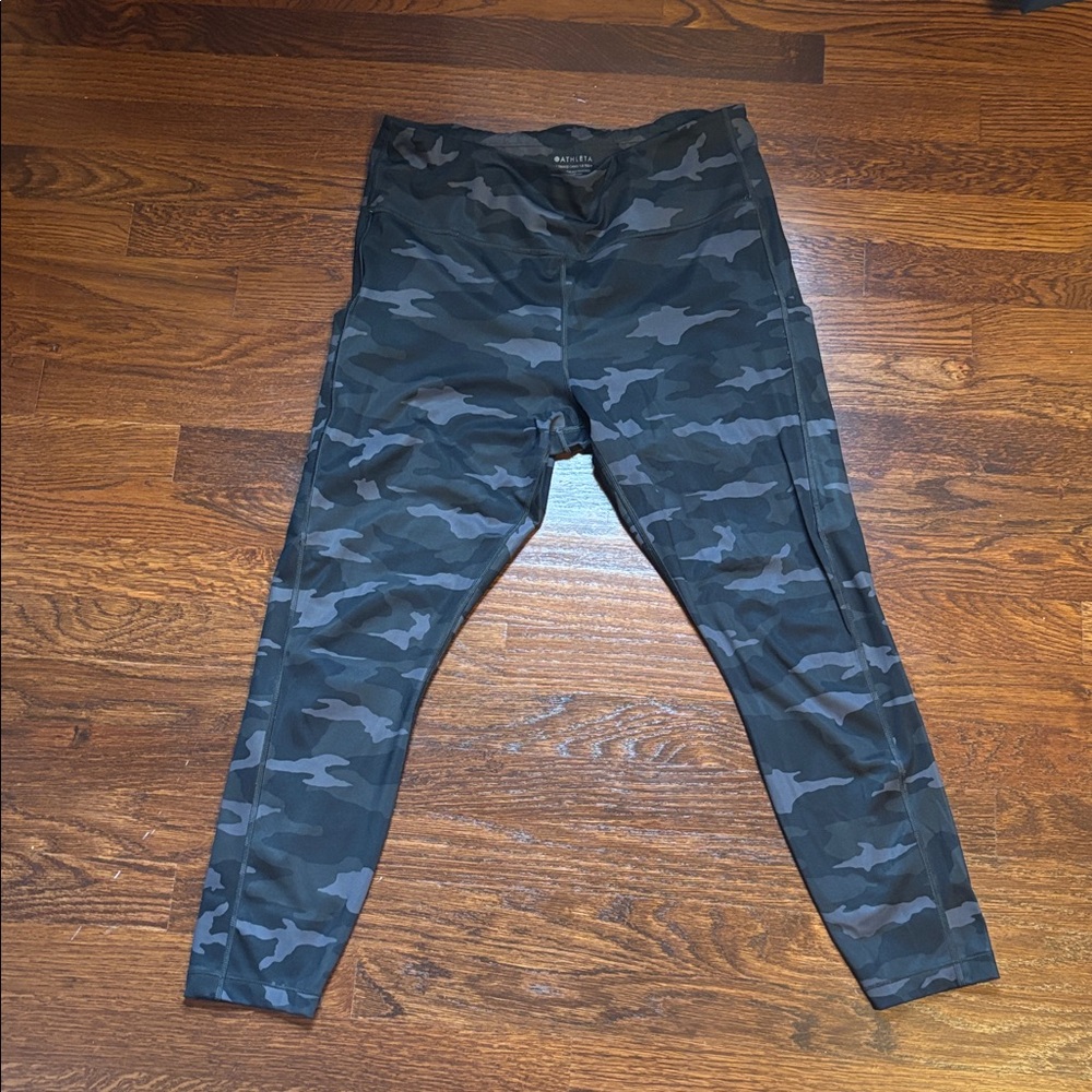 Athleta Gray, Black and Olive Camo 7/8 Tights